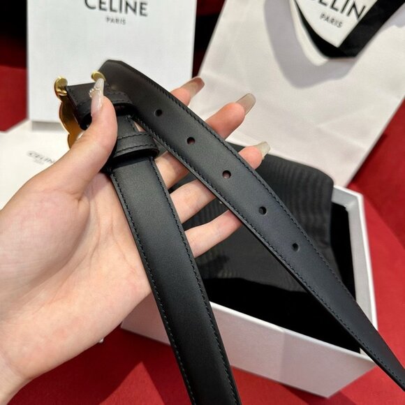 Celine Women's Belt in Black with Gold Buckle - Picture 3 of 9